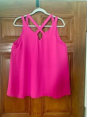 Adrienne Bright Pink Crisscross Strap Top